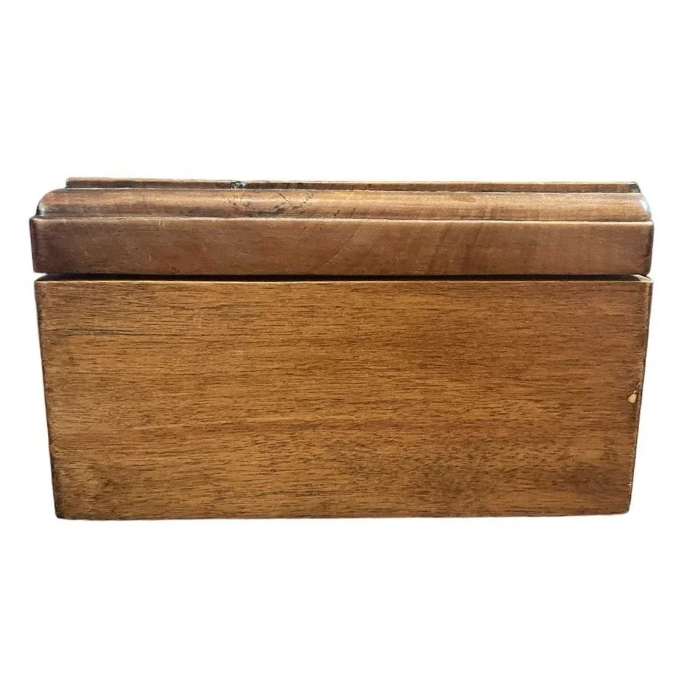 Vintage Rustic Wooden Jewelry Box Hand Carved‎ Floral Farmhouse Trinket 12